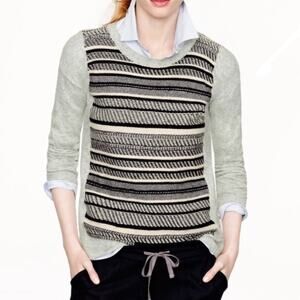 J. Crew Textured Stripped Wool Rabbit Hair Blend Pullover sz M